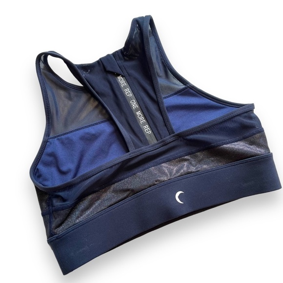 Zyia active size S navy blue twilight all star sports bra glitter mesh - Picture 2 of 7